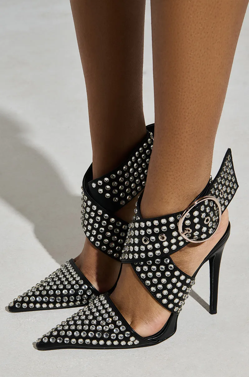 AZALEA WANG SALVIA BLACK RHINESTONE BELTED PUMP sold by AKIRA product image thumbnail 2
