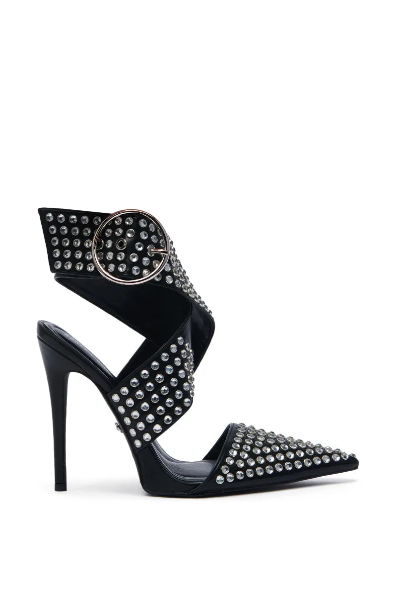 AZALEA WANG SALVIA BLACK RHINESTONE BELTED PUMP sold by AKIRA product image thumbnail 4