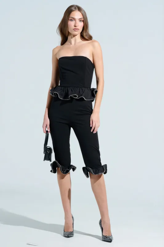 ON TREND PEPLUM JUMPSUIT WITH ZIPPER DETAIL sold by AKIRA
