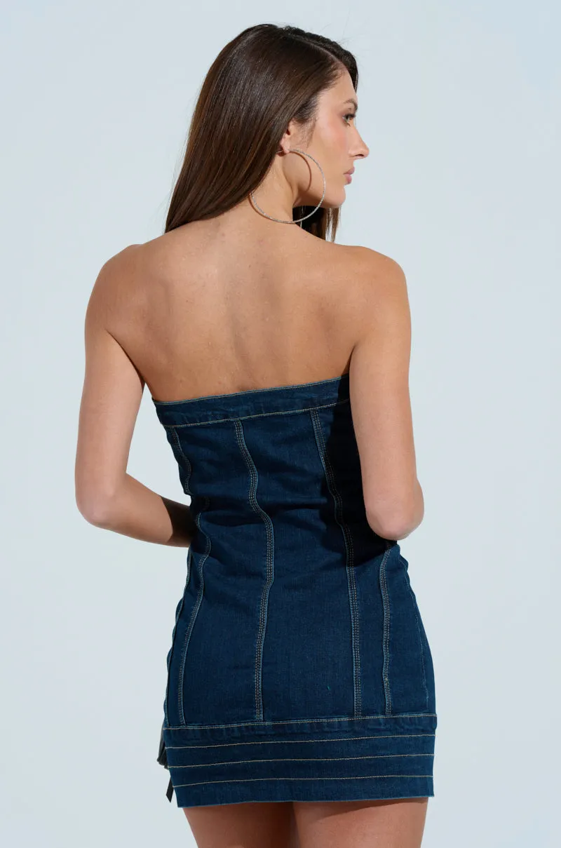 ONE OF A KIND DENIM MINI DRESS sold by AKIRA product image thumbnail 5