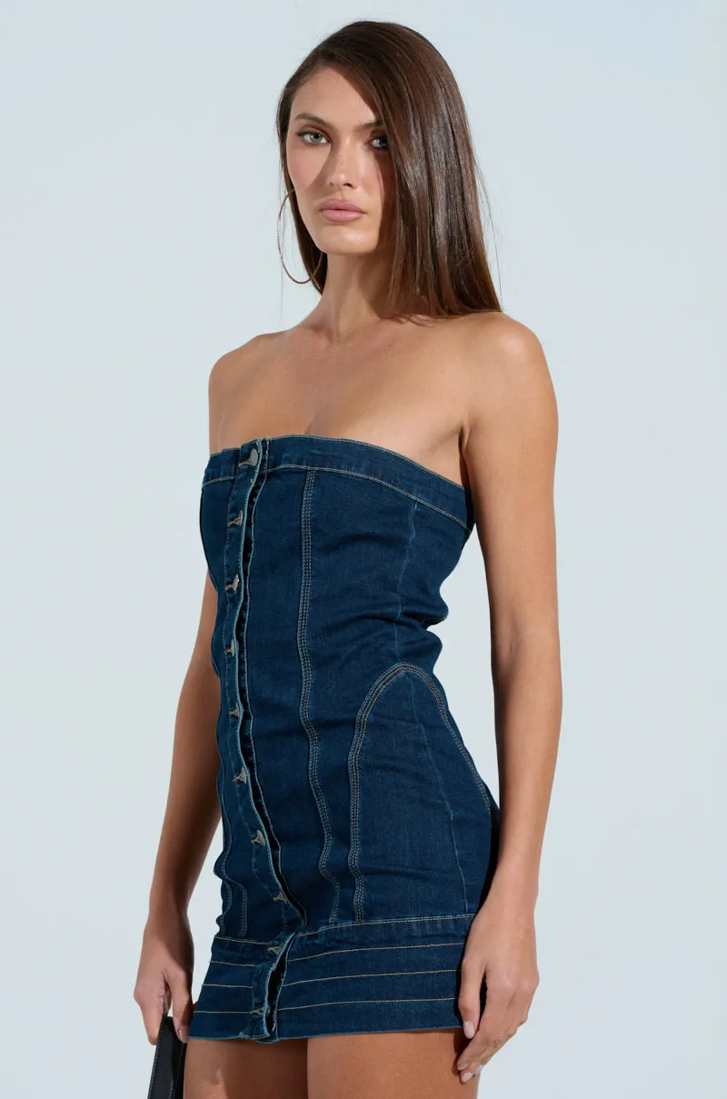 ONE OF A KIND DENIM MINI DRESS sold by AKIRA product image thumbnail 4