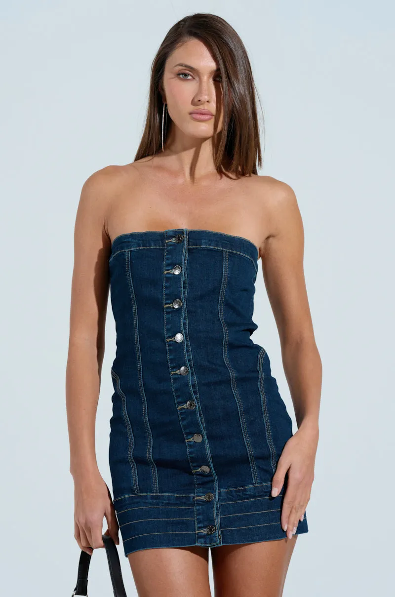 ONE OF A KIND DENIM MINI DRESS sold by AKIRA product image thumbnail 3