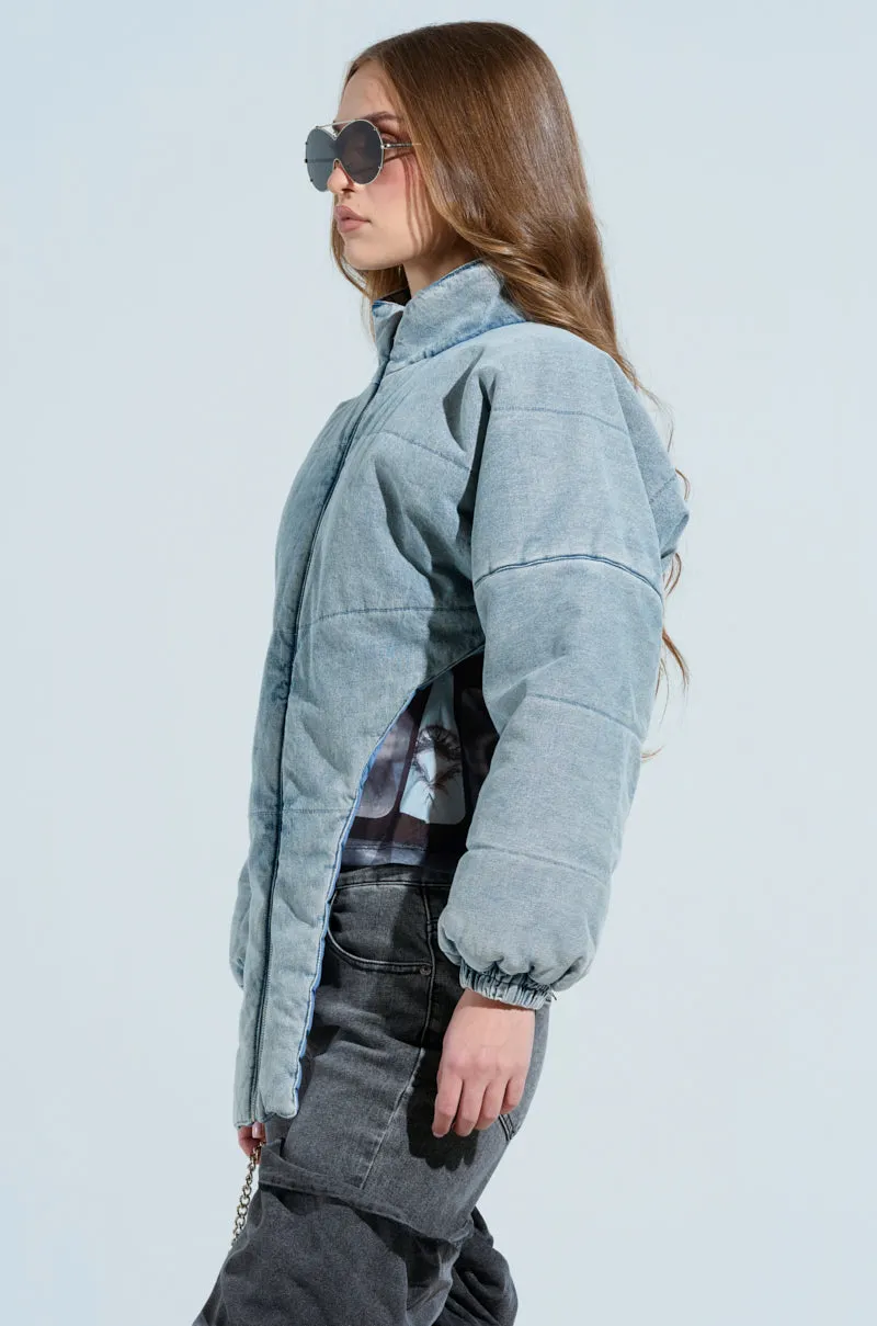 CHARLI CROPPED DENIM PUFFER sold by AKIRA product image thumbnail 5