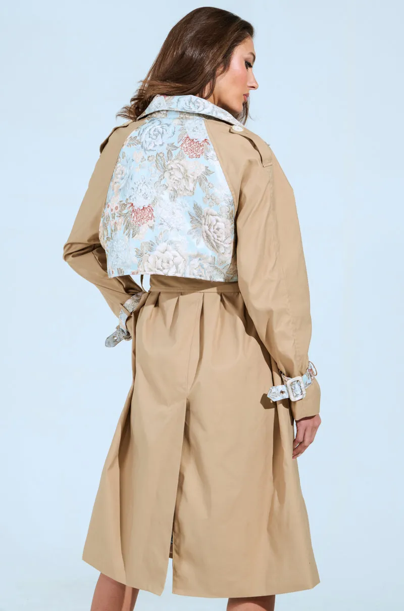 PEEKABOO BROCADE TRIM TRENCH sold by AKIRA product image thumbnail 5