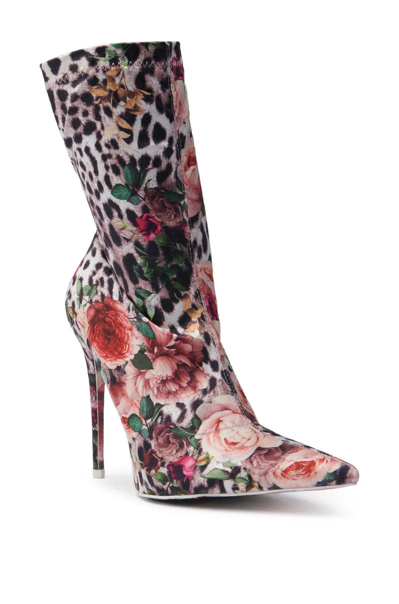 AZALEA WANG NARCISSUS MULTI FLORAL AND LEOPARD BOOTIE sold by AKIRA product image thumbnail 4