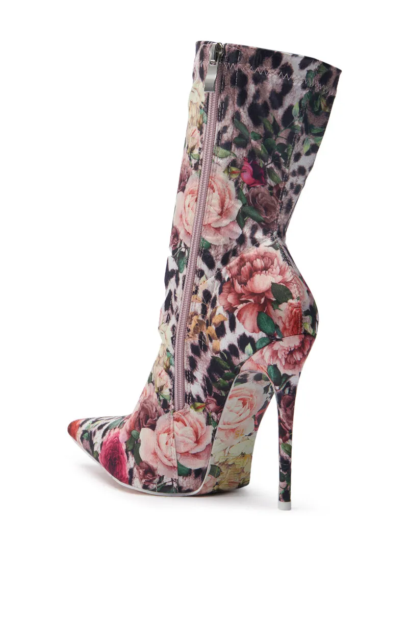 AZALEA WANG NARCISSUS MULTI FLORAL AND LEOPARD BOOTIE sold by AKIRA product image thumbnail 5