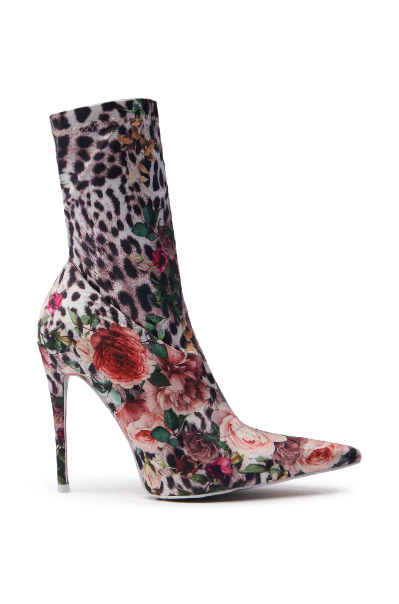 AZALEA WANG NARCISSUS MULTI FLORAL AND LEOPARD BOOTIE sold by AKIRA product image thumbnail 3