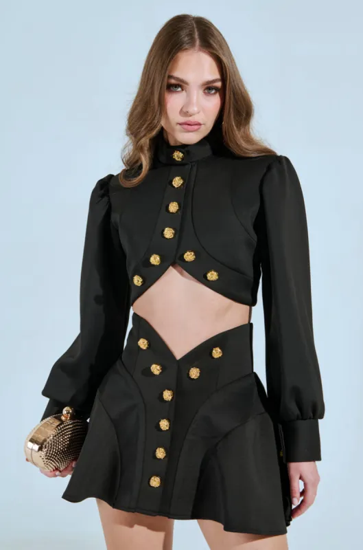 THINK ABOUT ME BLOUSE IN BLACK sold by AKIRA