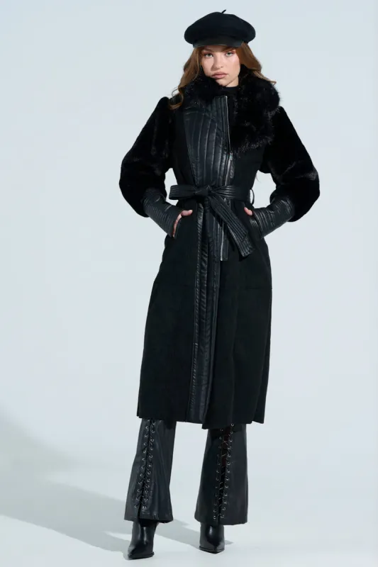 GOODIE MIXED MEDIA COAT sold by AKIRA