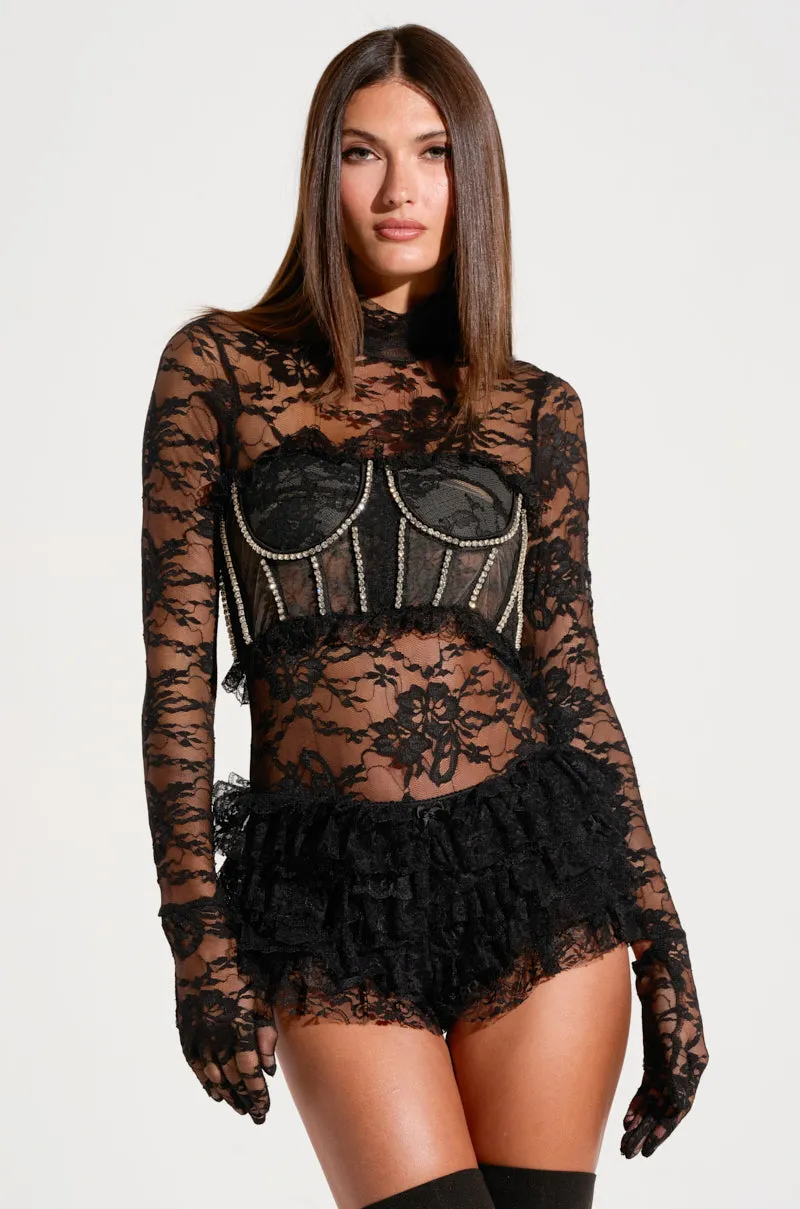 MOMENTS IN TIME GLOVED LACE BODYSUIT sold by AKIRA product image thumbnail 2