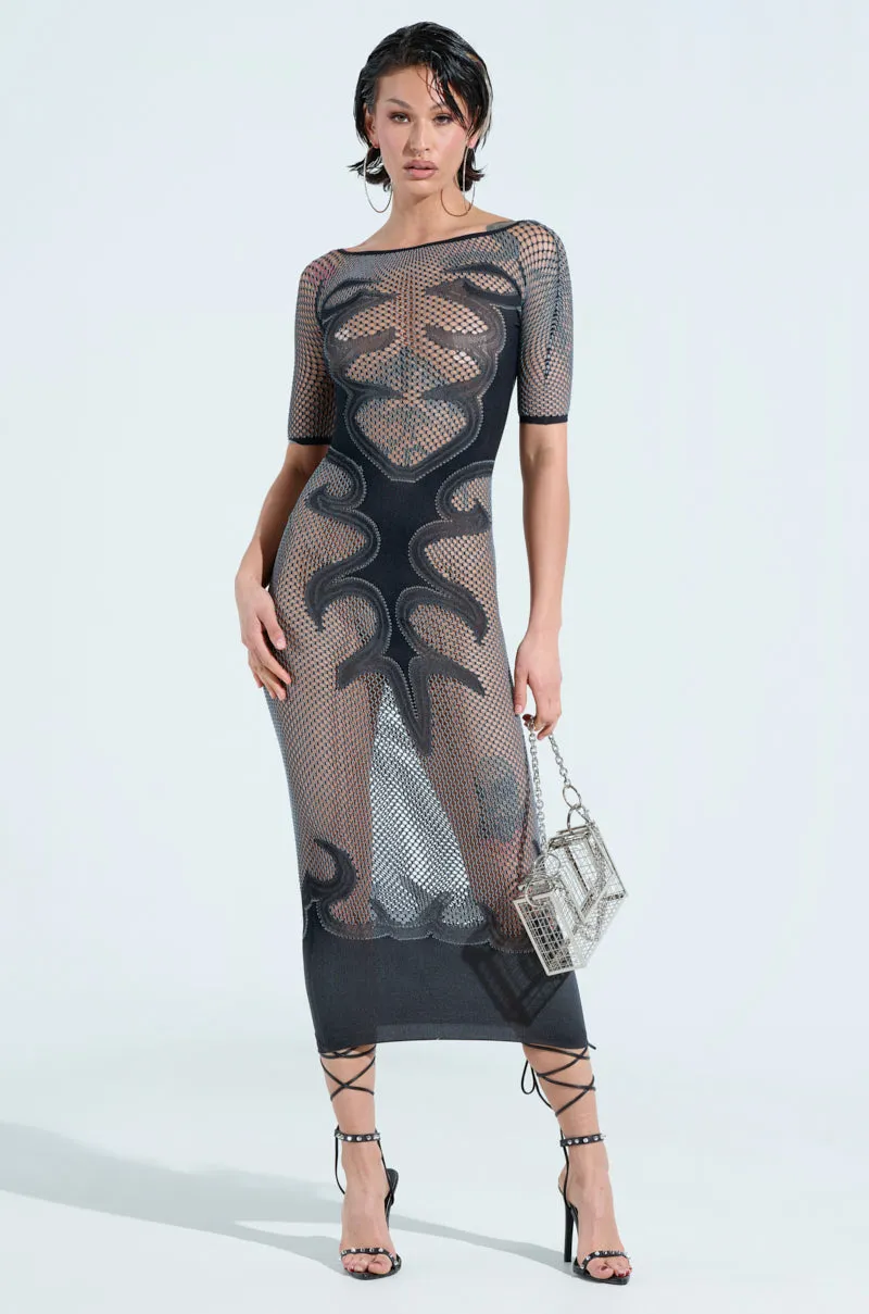SEXY AS HELL MESH MIDI DRESS sold by AKIRA