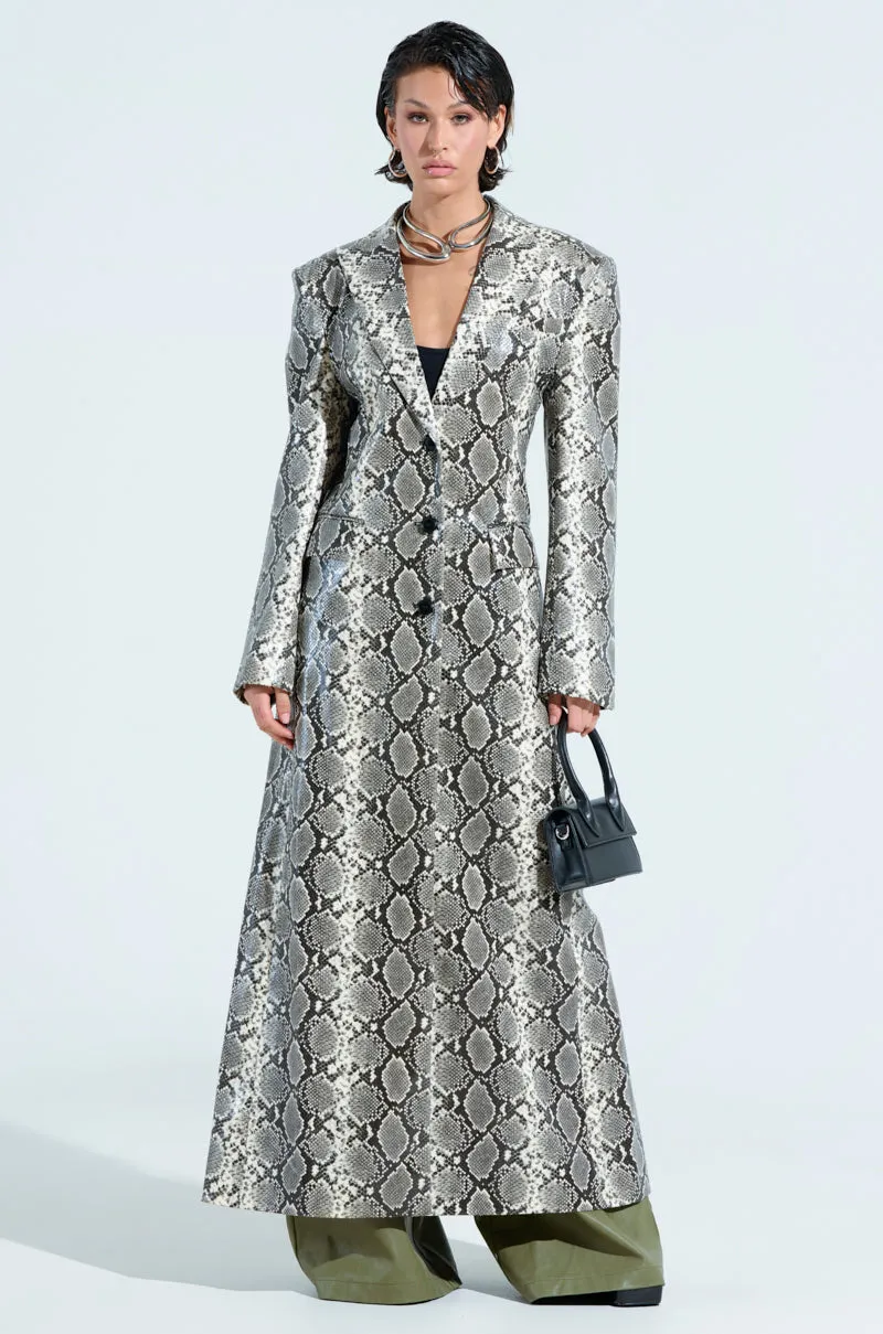 INCOGNITO SNAKE PRINT TRENCH IN IVORY sold by AKIRA product image thumbnail 2