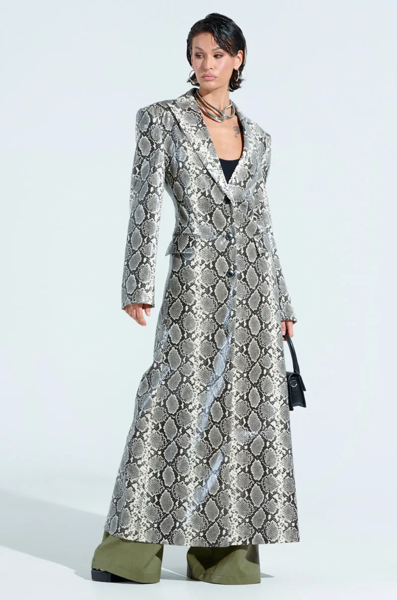 INCOGNITO SNAKE PRINT TRENCH IN IVORY sold by AKIRA product image thumbnail 3