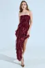 CYRUS VELVET MAXI DRESS IN BURGUNDY sold by AKIRA