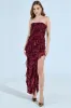 CYRUS VELVET MAXI DRESS IN BURGUNDY sold by AKIRA