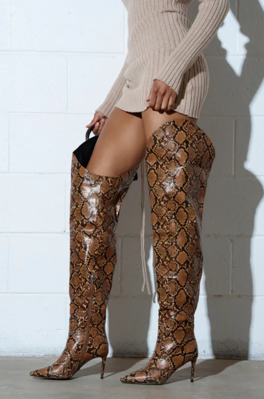 AZALEA WANG TARRANT SNAKE WESTERN TOPLINE BOOT sold by AKIRA