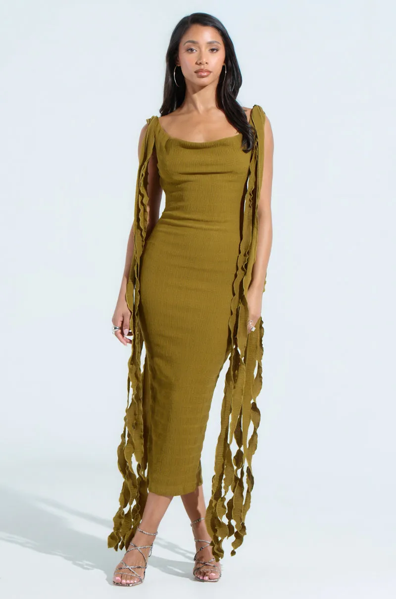 GET LIKE ME BACKLESS MIDI DRESS IN GREEN sold by AKIRA product image thumbnail 5