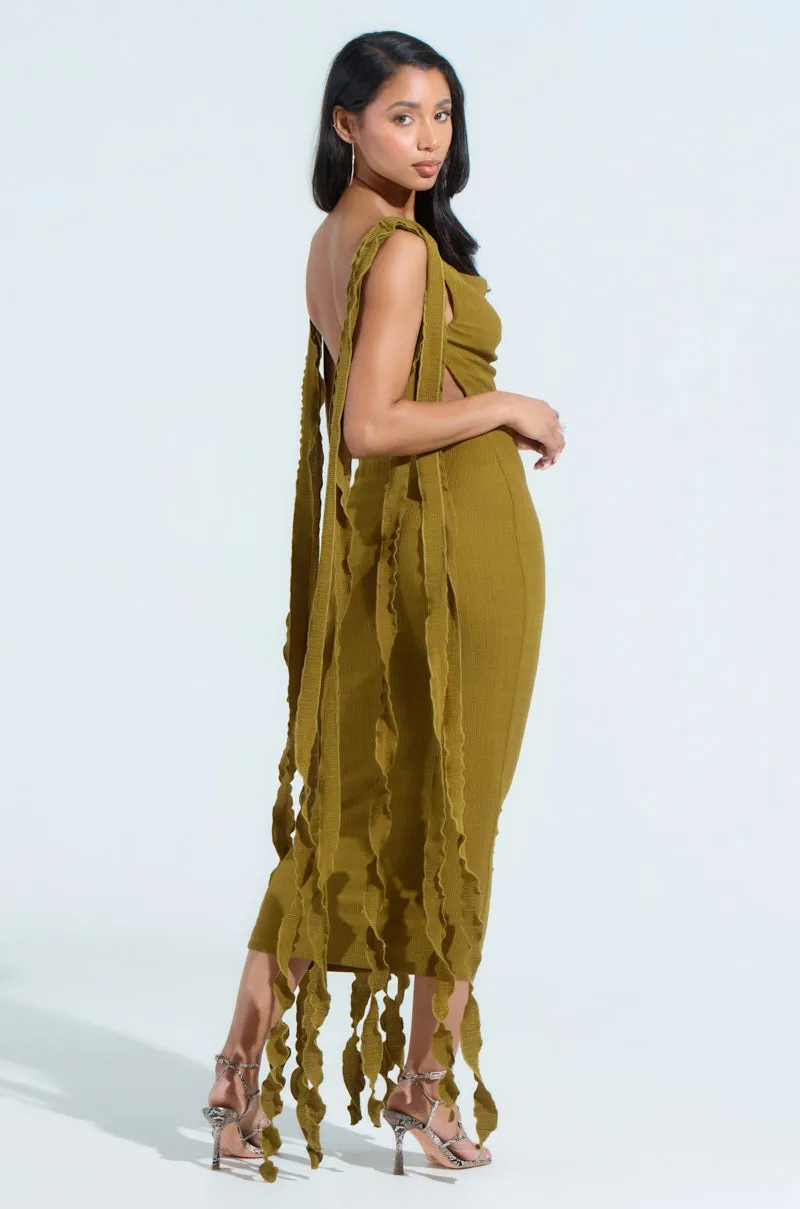 GET LIKE ME BACKLESS MIDI DRESS IN GREEN sold by AKIRA product image thumbnail 3