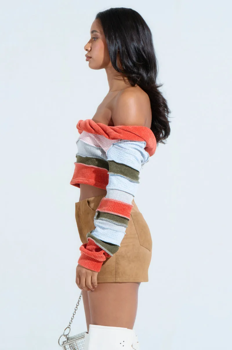 MULTI KNIT CROPPED SWEATER sold by AKIRA product image thumbnail 3