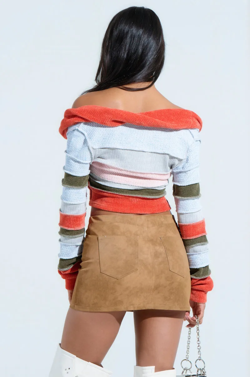 MULTI KNIT CROPPED SWEATER sold by AKIRA product image thumbnail 4