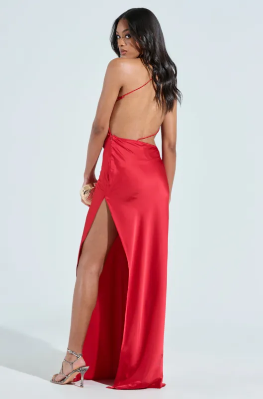 SEXY CAN I SATIN MAXI DRESS sold by AKIRA