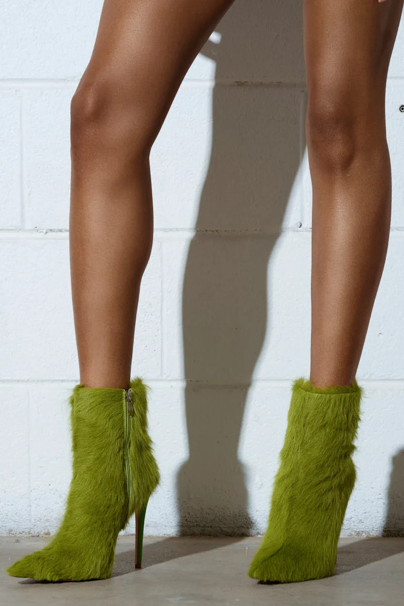 AZALEA WANG MARIELLA GREEN HAIRY STILETTO BOOTIE sold by AKIRA product image thumbnail 3