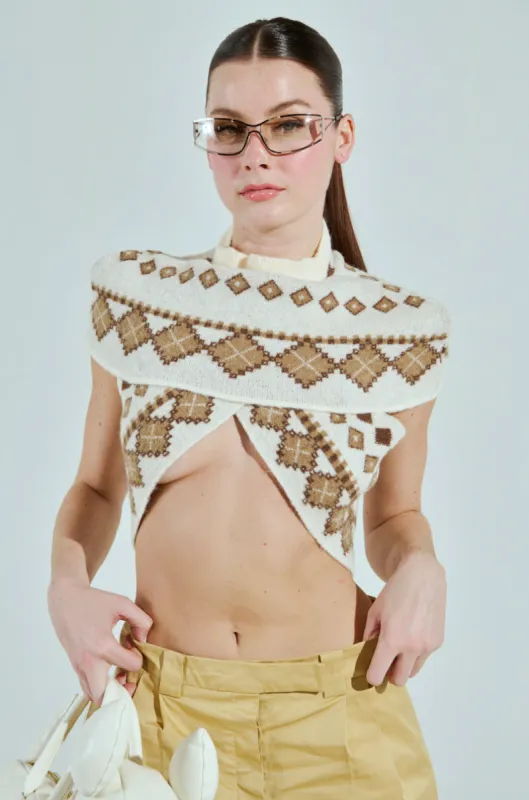 CROSSED KNITTED SWEATER sold by AKIRA