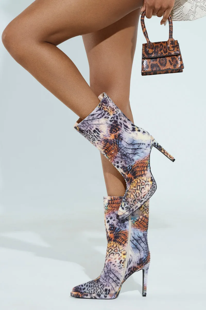 AZALEA WANG TAURA MULTI RHINESTONE EMBELLISHED ANIMAL PRINT BOOTIE sold by AKIRA product image thumbnail 4