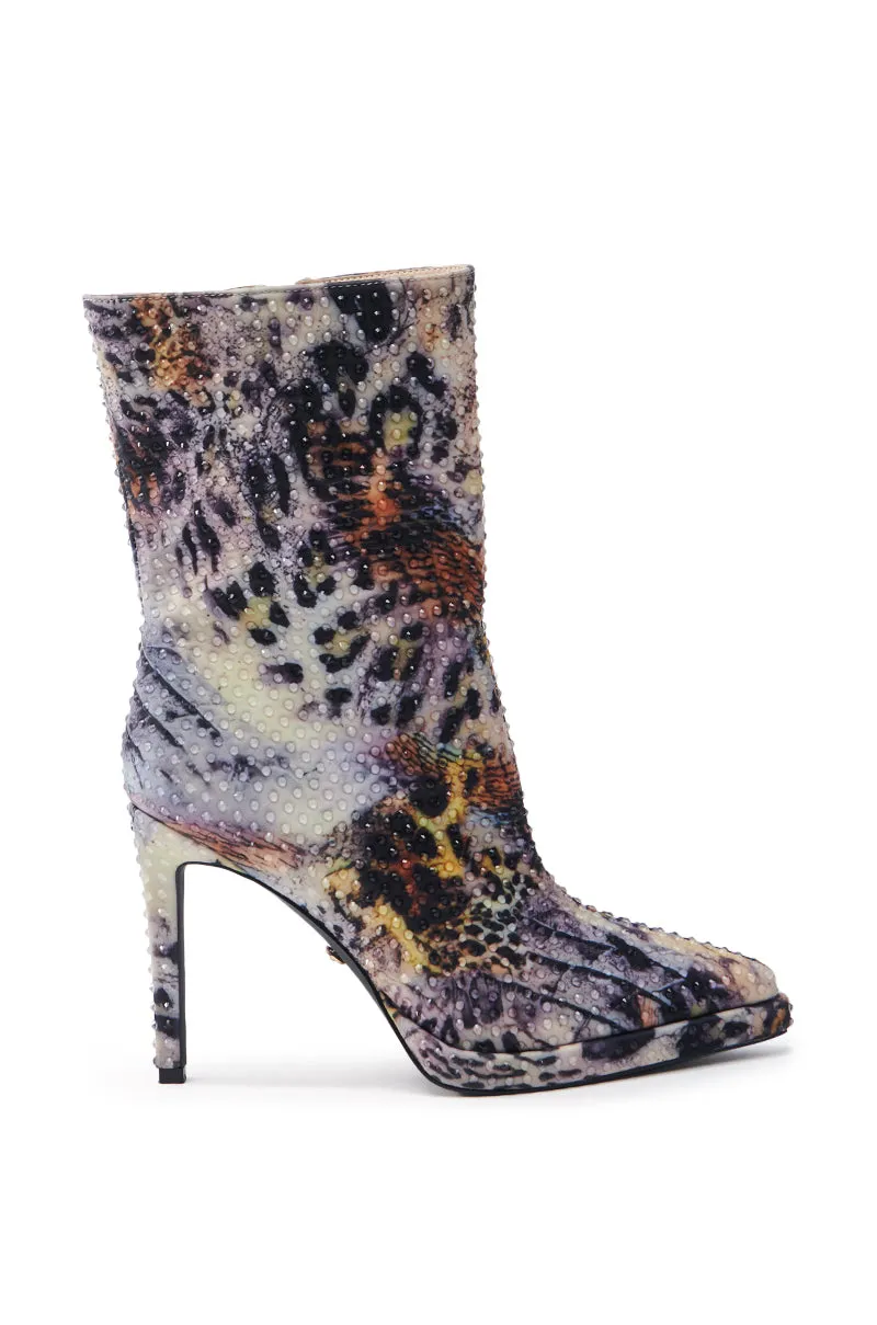 AZALEA WANG TAURA MULTI RHINESTONE EMBELLISHED ANIMAL PRINT BOOTIE sold by AKIRA product image thumbnail 5