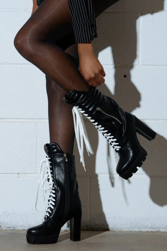 AZALEA WANG BRAIDEN BLACK CHUNKY BOOTIE sold by AKIRA