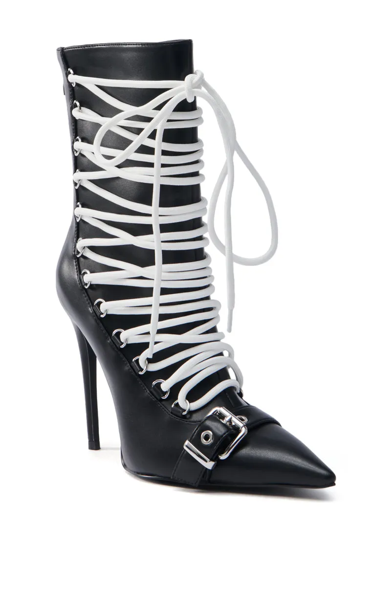 AZALEA WANG ERYX BLACK LACE UP STILETTO BOOTIE sold by AKIRA product image thumbnail 4