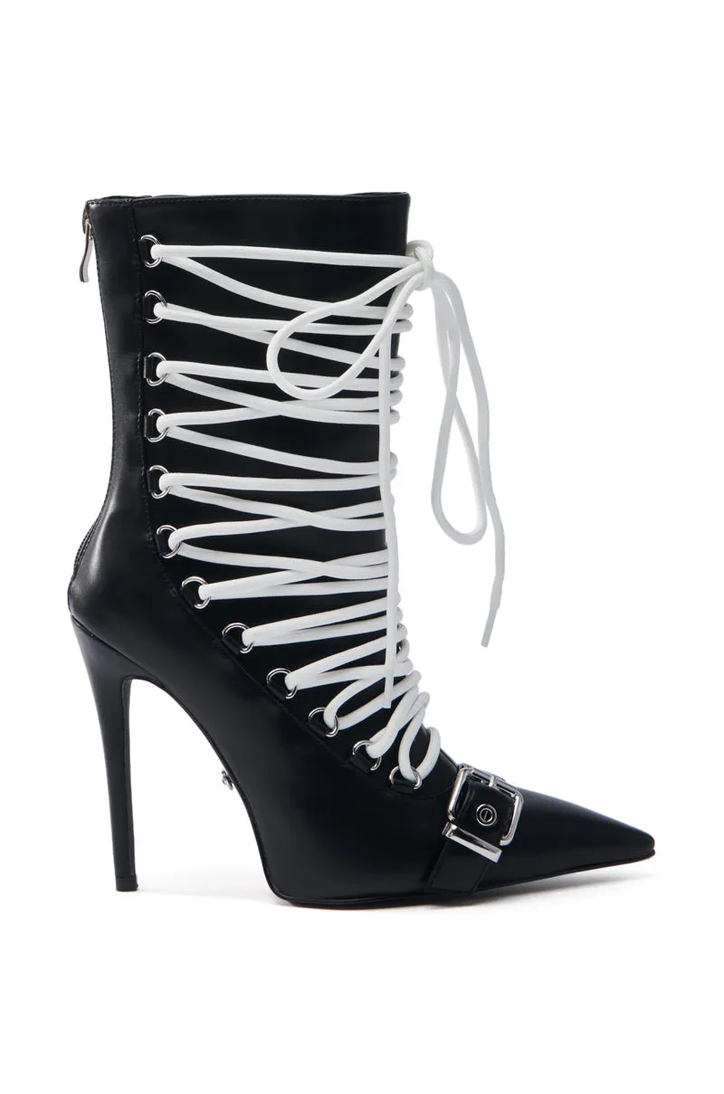 AZALEA WANG ERYX BLACK LACE UP STILETTO BOOTIE sold by AKIRA product image thumbnail 3