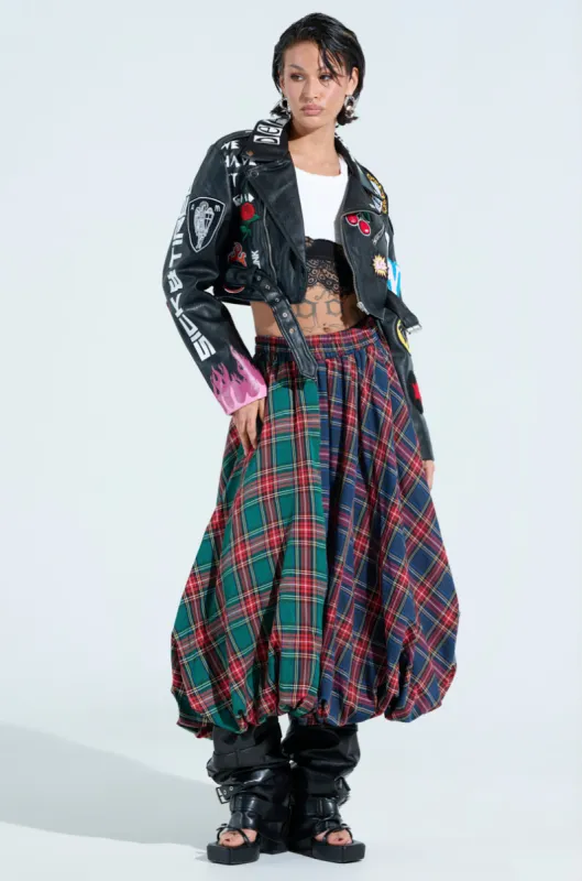 MOVEMENTS PLAID MIDI SKIRT sold by AKIRA