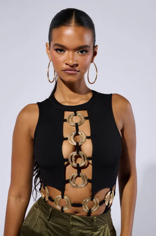 BRING IT ON CUT OUT BODYSUIT sold by AKIRA