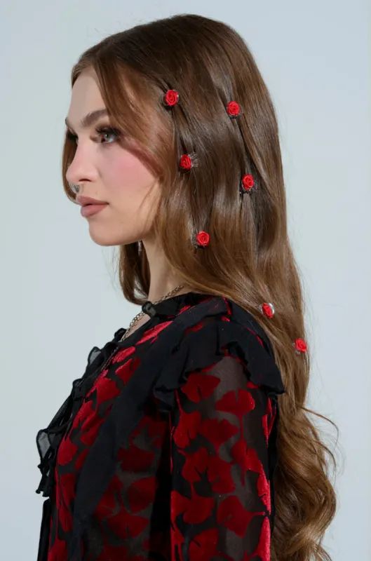 ROSES ARE RED HAIR CLIP PACK sold by AKIRA