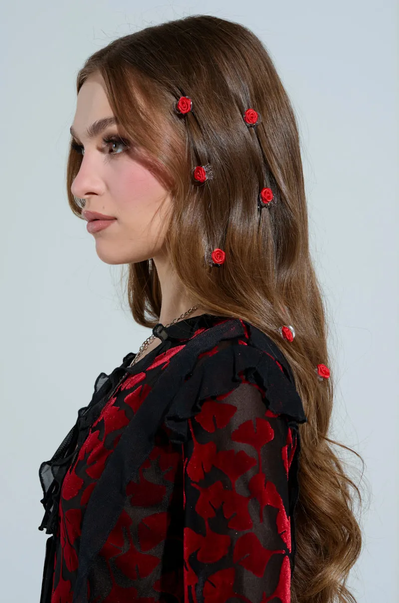 ROSES ARE RED HAIR CLIP PACK sold by AKIRA