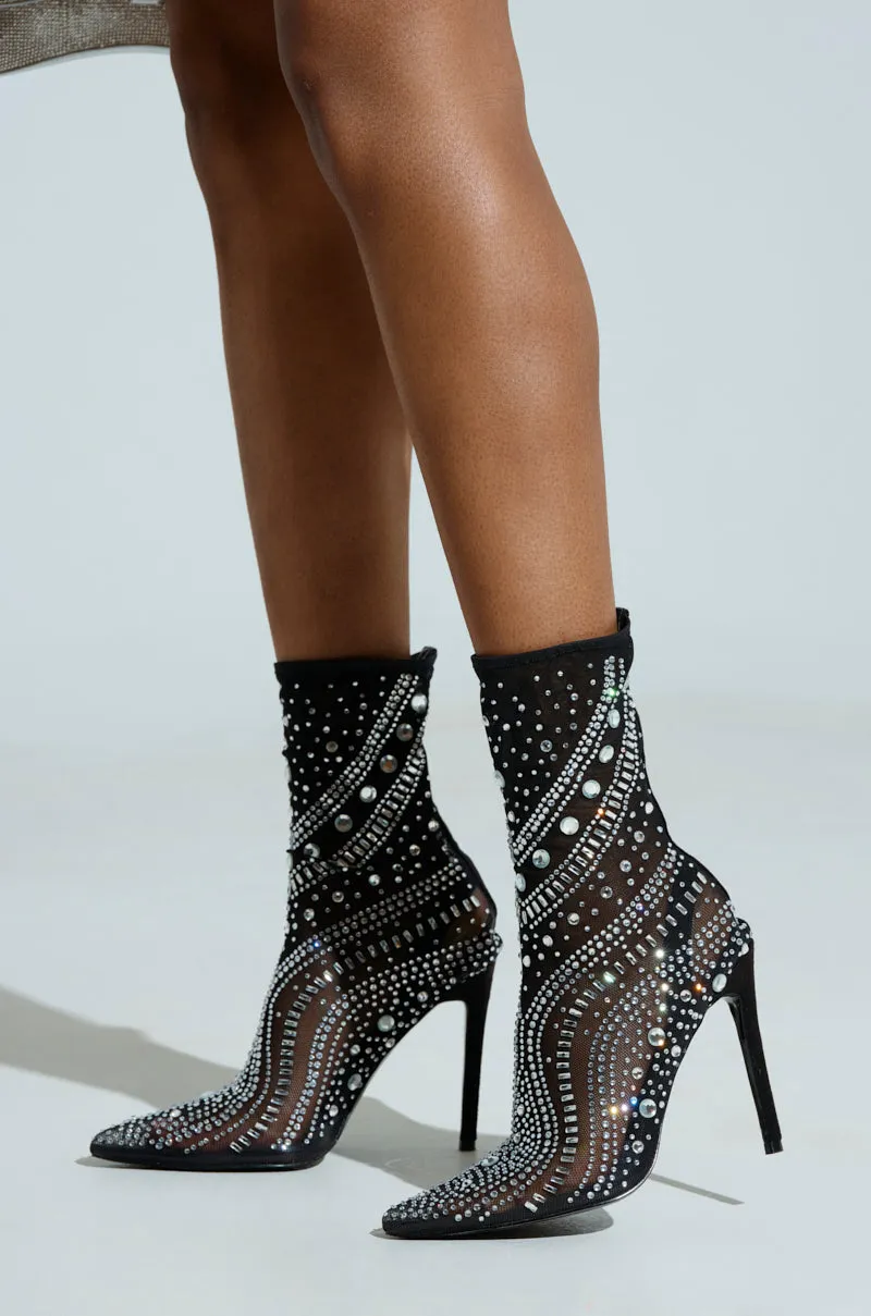 AZALEA WANG OPRY BLACK EMBELLISHED MESH BOOTIE sold by AKIRA product image thumbnail 2