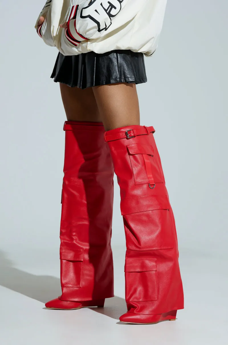 AZLAEA WANG ALEXIA RED WEDGE BOOT sold by AKIRA product image thumbnail 2