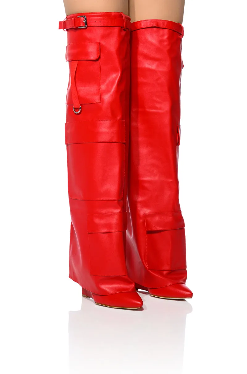 AZLAEA WANG ALEXIA RED WEDGE BOOT sold by AKIRA product image thumbnail 3