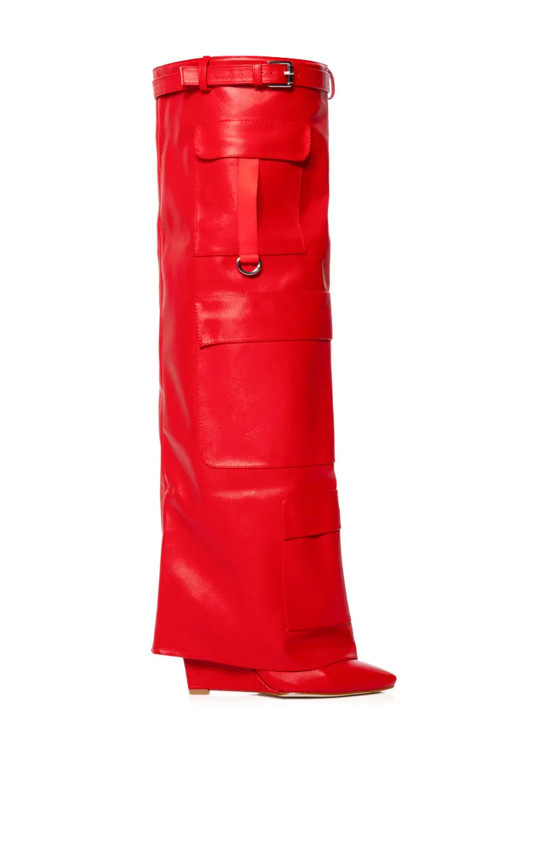 AZLAEA WANG ALEXIA RED WEDGE BOOT sold by AKIRA product image thumbnail 4