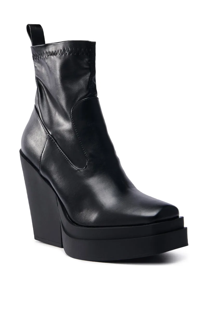 AKI BLACK STRETCH PU CHUNKY BOOTIE sold by AKIRA product image thumbnail 3