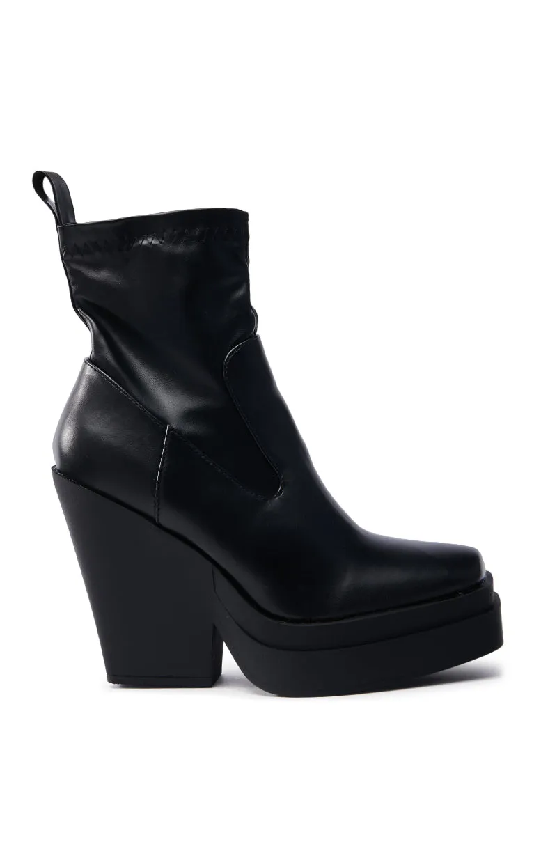 AKI BLACK STRETCH PU CHUNKY BOOTIE sold by AKIRA product image thumbnail 2
