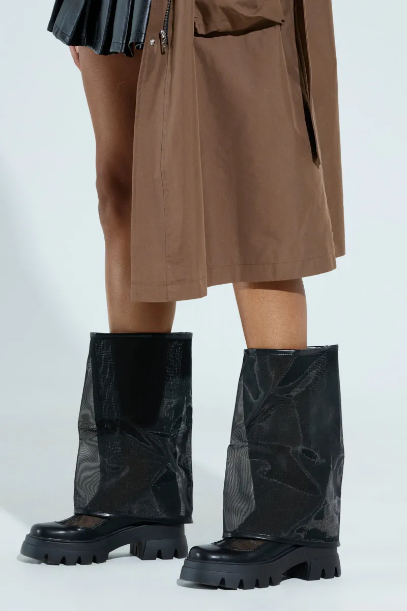 AZALEA WANG BAYE BLACK MESH BOOT sold by AKIRA