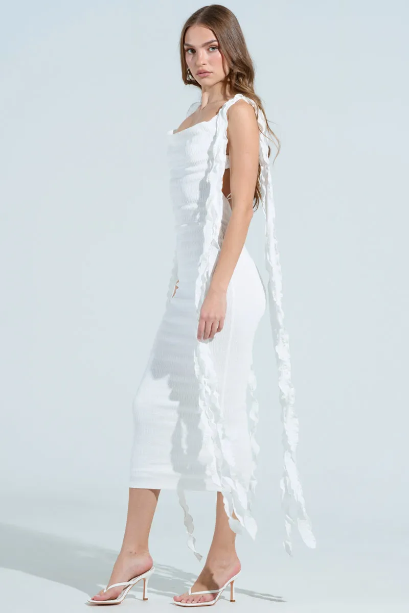 GET LIKE ME BACKLESS MIDI DRESS IN IVORY sold by AKIRA product image thumbnail 4