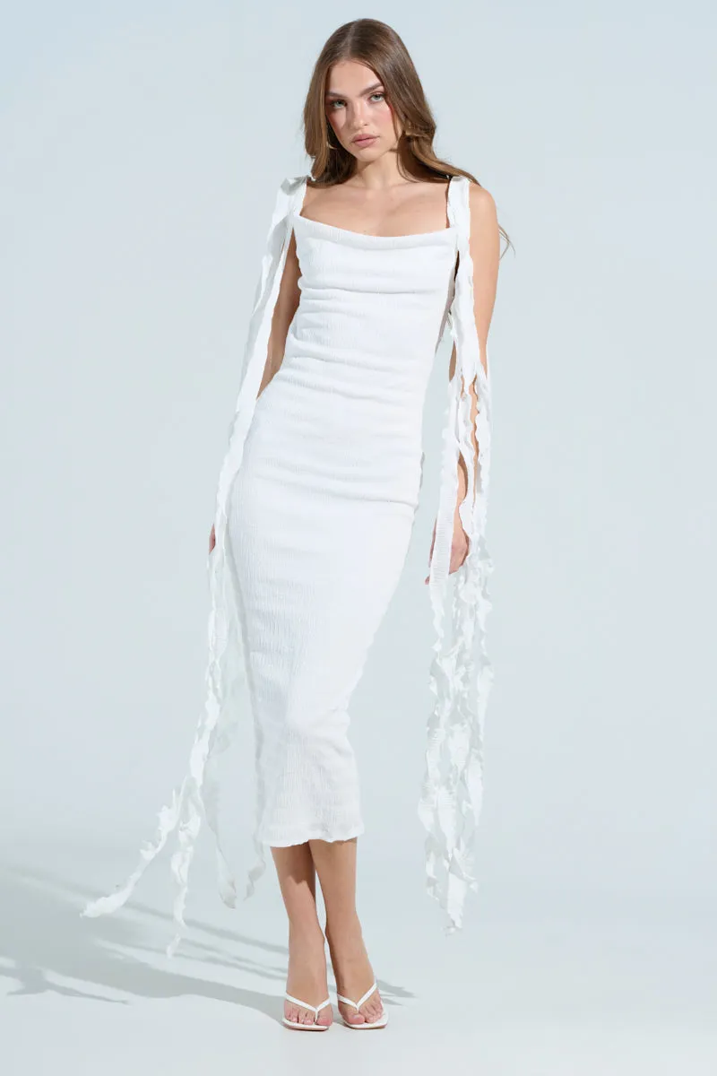 GET LIKE ME BACKLESS MIDI DRESS IN IVORY sold by AKIRA product image thumbnail 3