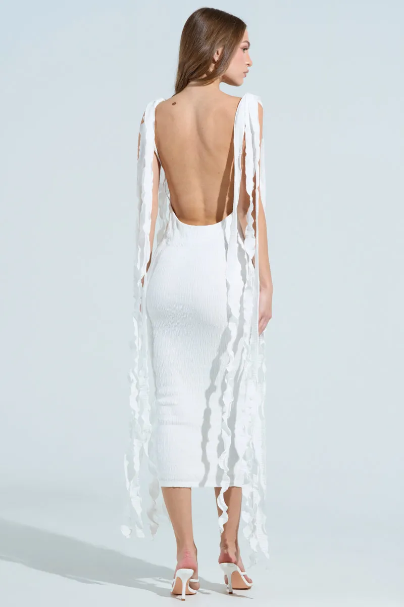 GET LIKE ME BACKLESS MIDI DRESS IN IVORY sold by AKIRA product image thumbnail 5