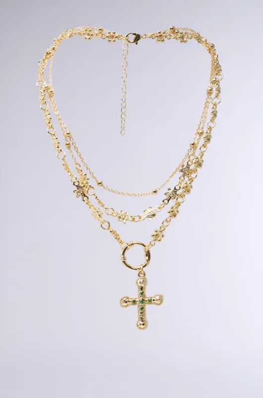 PRAYING FOR SPRING LAYERED NECKLACE sold by AKIRA