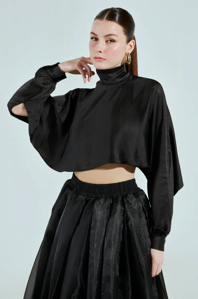 TALIA SATIN MOCK NECK BLOUSE sold by AKIRA
