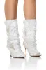 AZALEA MITSKI WHITE SEQUIN OVERLAY BOOTIE sold by AKIRA