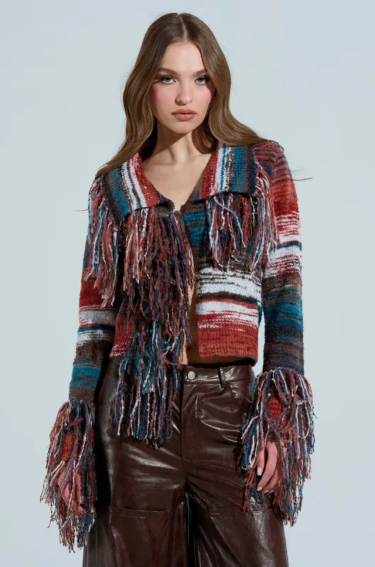 SHAGGY KNIT CARDIGAN sold by AKIRA